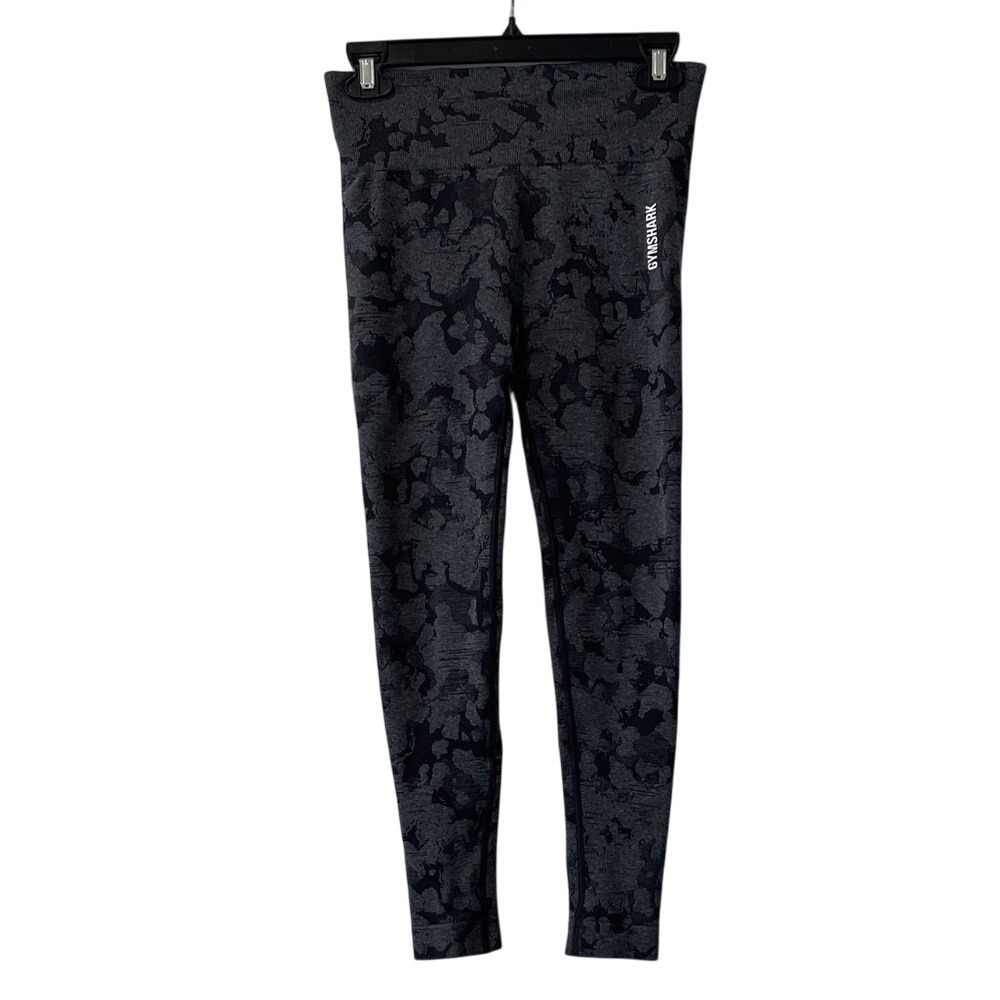 Gymshark Black Charcoal Camo Patterned Leggings S
